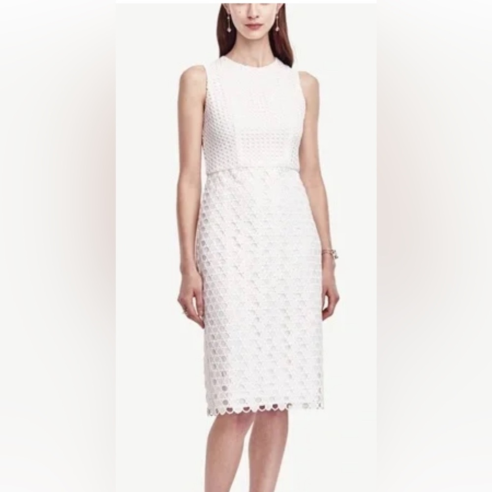 Ann Taylor White Sleeveless Midi Dress